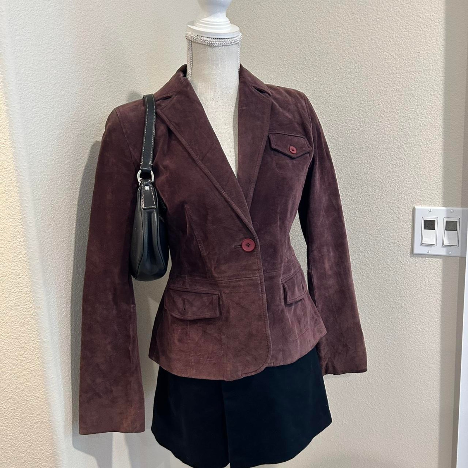Loft Ann Taylor Brown/Purple Suede Jacket. Size 4